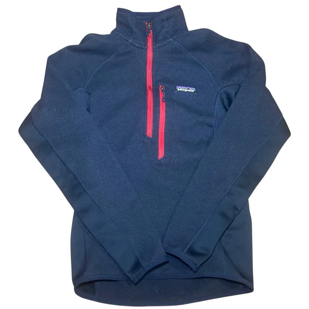 Patagonia Performance Better Sweater 1/4 Zip Fleece Men XXS Navy Blue‎ Red 25960
